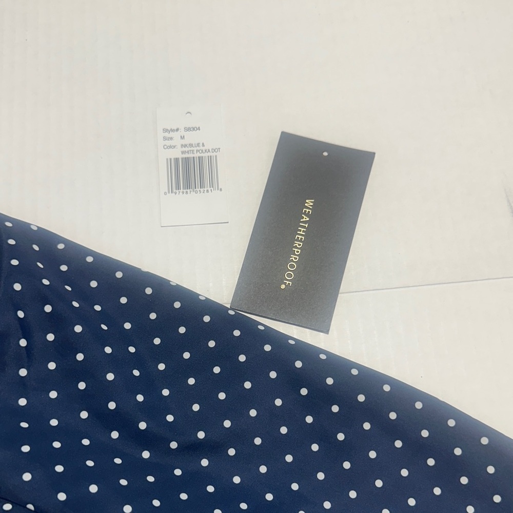 NWT Weathrproof Navy & white Polka Dot Raincoat w pockets zipper and buttons - Picture 5 of 15